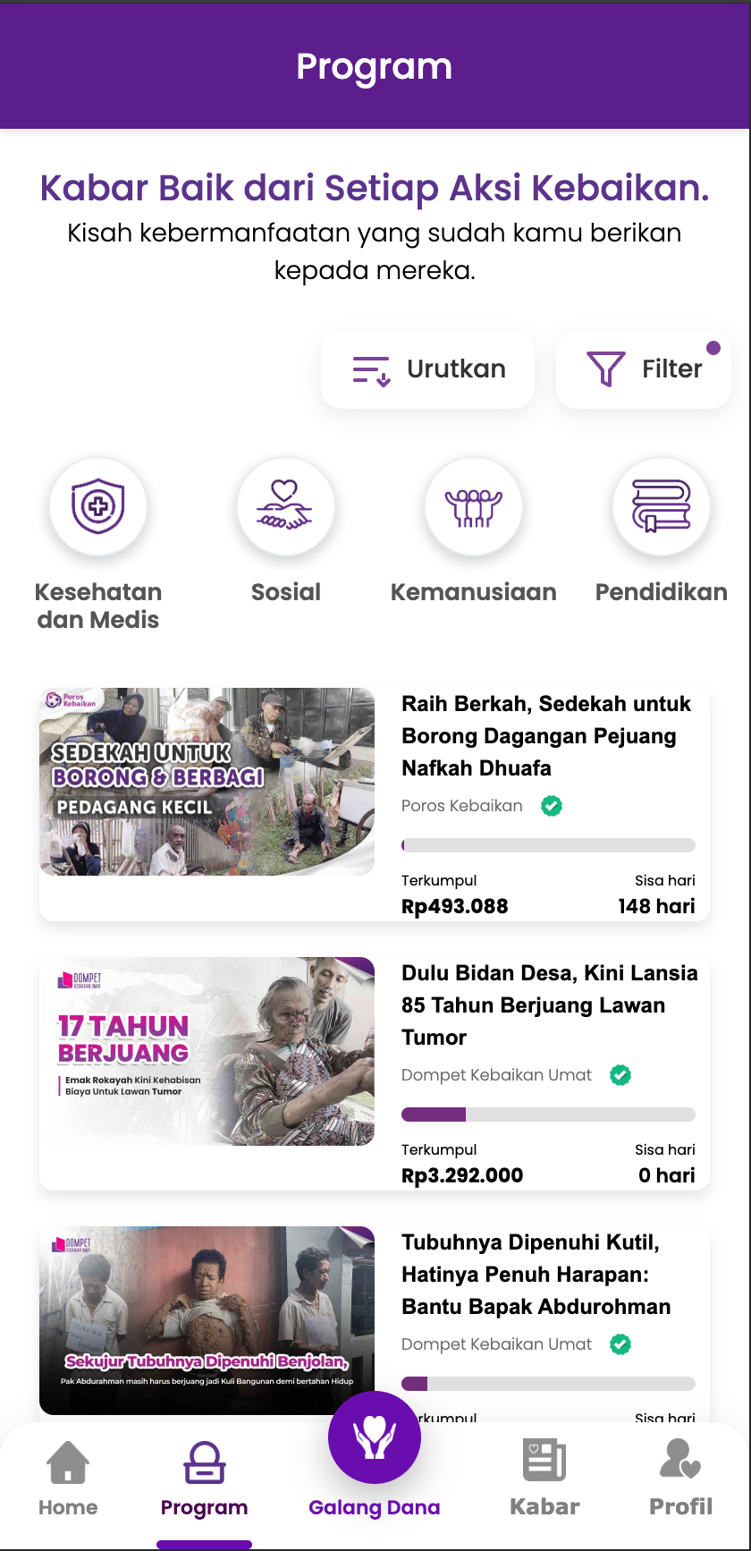 Screenshot Daftar Program Poros Kebaikan